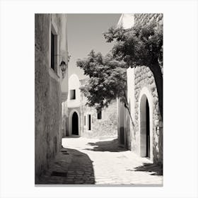 Rhodes, Greece, Mediterranean Black And White Photography Analogue 4 Canvas Print