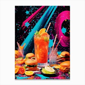 Cocktail Hamburger Retro Space Collage Canvas Print