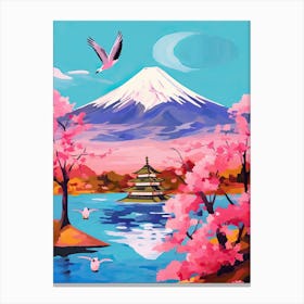 Japan Mount Fuji Travel Cherry Blossoms Painting Canvas Print