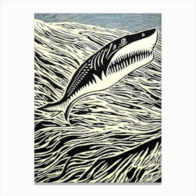 Ghost Shark Linocut Canvas Print