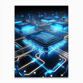 Ai Integrated Futuristic Electronic Circuit Glowing Etched Circuits Intertwining Wires Metallic S 2 1 Canvas Print