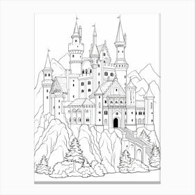 The Beast S Castle (Beauty And The Beast) Fantasy Inspired Line Art 3 Canvas Print