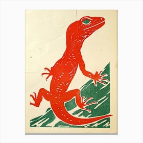 Red Mediterranean House Gecko Bold Block 3 Canvas Print