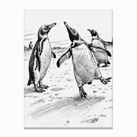 Emperor Penguin Chasing Each Other 2 Canvas Print