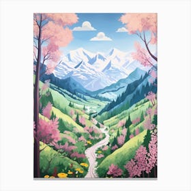 Tour De Mont Blanc France 3 Hike Illustration Canvas Print