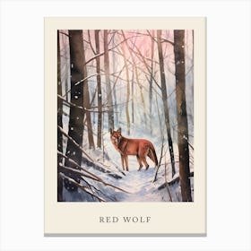 Winter Watercolour Red Wolf 1 Poster Canvas Print