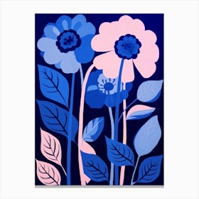 Blue Flower Illustration Gerbera Daisy 2 Canvas Print