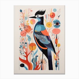 Colourful Scandi Bird Grebe 1 Canvas Print
