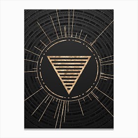 Geometric Glyph Symbol in Gold with Radial Array Lines on Dark Gray n.0081 Canvas Print