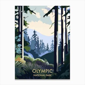 Olympic National Park Matisse Style Vintage Travel Poster 1 Canvas Print