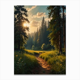 Sunset In The Forest 1 Canvas Print