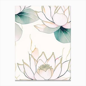 Lotus Flower Repeat Pattern Minimal Watercolour 1 Canvas Print
