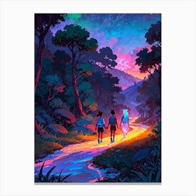 Two People Walking Down A Path Canvas Print