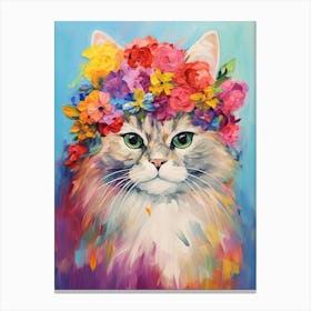 Persian Cat With A Flower Crown Painting Matisse Style 2 Canvas Print