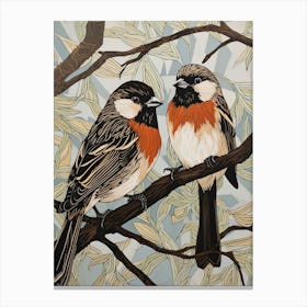 Art Nouveau Birds Poster Sparrow 4 Canvas Print