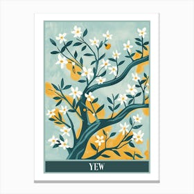 Yew Tree Flat Illustration 2 Poster Canvas Print