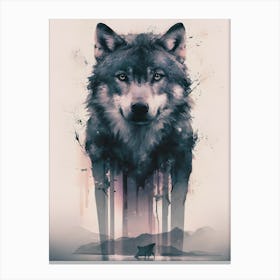 Wolf Double Exposure 1 Canvas Print