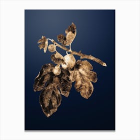 Gold Botanical Fig on Midnight Navy n.3266 Canvas Print