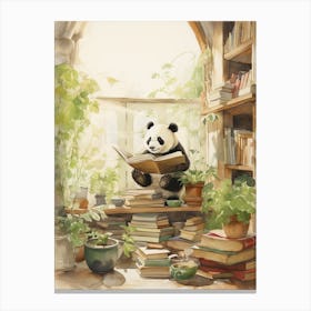 Panda Art Reading Watercolour 2 Canvas Print