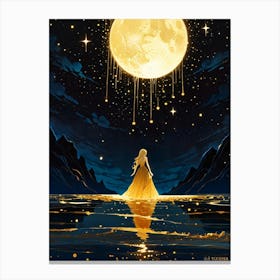 Moon And The Girl Canvas Print