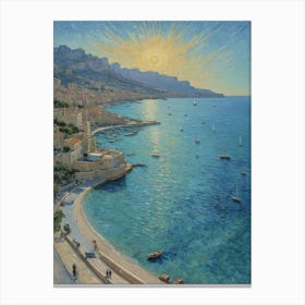 The Calm of the Greek Isles Sun Setting Over The Sea Canvas Print