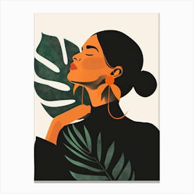 Illustration Of A Woman With Leaves Canvas Print