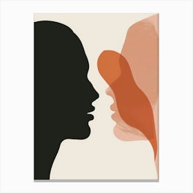 Silhouette Of A Woman And Man Canvas Print