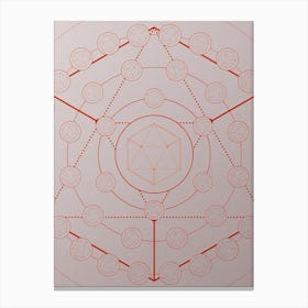 Geometric Abstract Glyph Circle Array in Tomato Red n.0240 Canvas Print