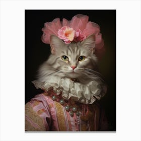 Cat In Medieval Robes Rococo Style  3 Canvas Print