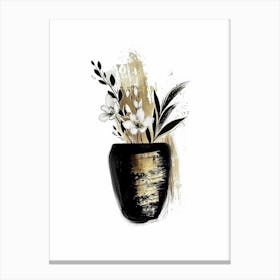 Black And Gold Floral Painting 1 Canvas Print