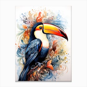 Colourful Watercolour Toucan 5 Canvas Print