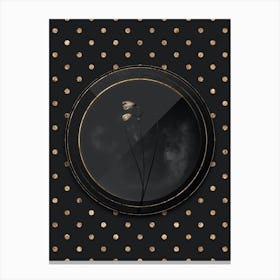 Shadowy Vintage Snowbell Botanical in Black and Gold Canvas Print