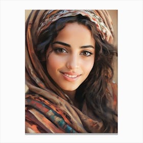 Beautiful Arabic Woman In A Scarf Art Print Canvas Print