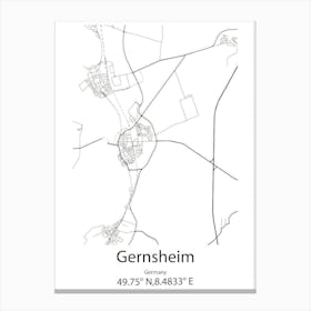 Gernsheim,Germany Minimalist Map Canvas Print