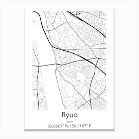 Ryuo,Japan Minimalist Map Lienzo