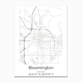 Bloomington,United States Minimalist Map 1 Canvas Print