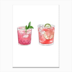 Watercolor Cocktail Set 1 Canvas Print