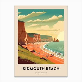 Devon Vintage Travel Poster Sidmouth Beach Canvas Print
