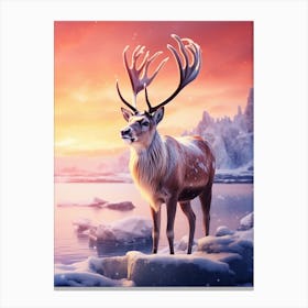 Deer In The Snow 3 Canvas Print