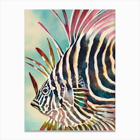 Lionfish Vintage Graphic Watercolour Canvas Print