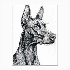 Dog Black Line Sketch Canvas Print