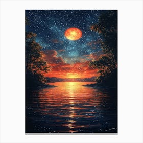 Moon And Stars 15 Canvas Print