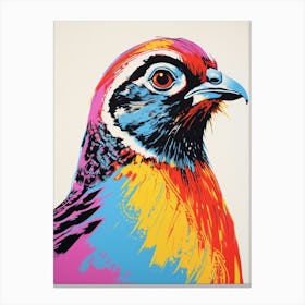 Andy Warhol Style Bird Partridge 4 Canvas Print