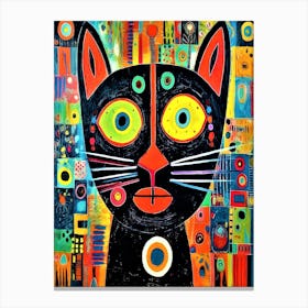 Surprised Cat 2 - Art Brut Cat With Wide Eyes Canvas Print