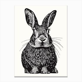 Beveren Blockprint Rabbit Illustration 4 Canvas Print