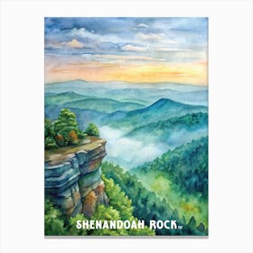 Shenandoah Rock National Park Watercolor Painting Canvas Print