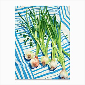 Green Onions Summer Illustration 2 Canvas Print