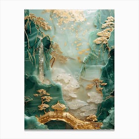 Gold Inlaid Jade Carving Landscape 9 Canvas Print