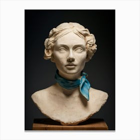 Bust Of A Woman With Blue Scarf Canvas Print