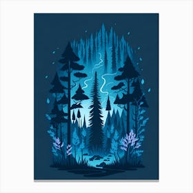 A Fantasy Forest At Night In Blue Theme 19 Canvas Print